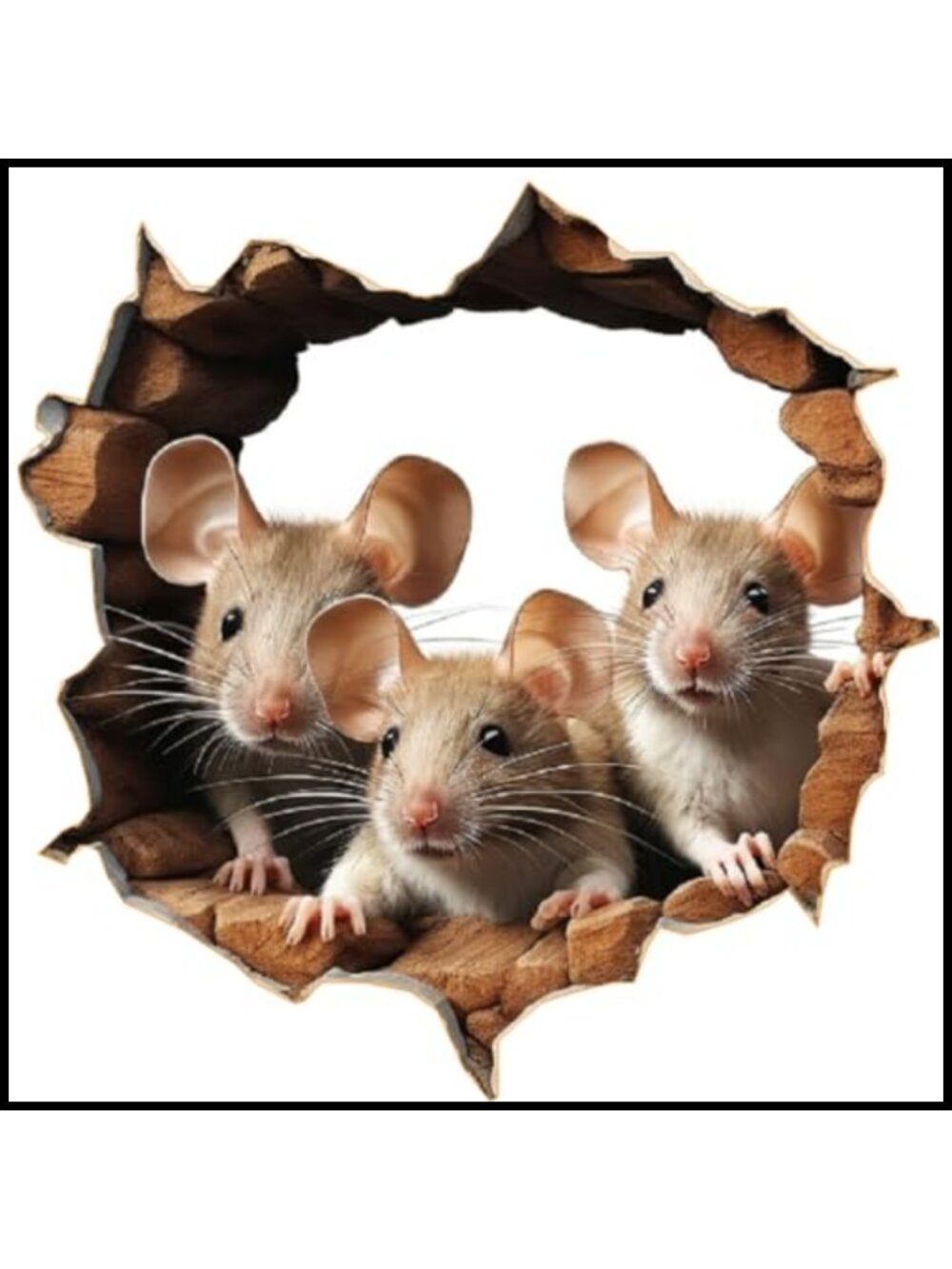 3D Wall Sticker Three Little Mice Peel and Stick Decal 6 Inch Home Decor